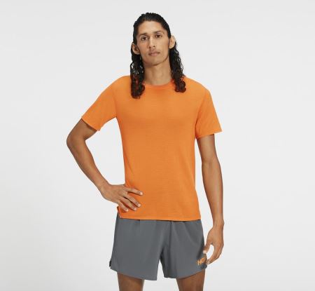 Hoka One One Merino Blend Short Sleeve - Top Homem Laranja | PT-t1IItuD